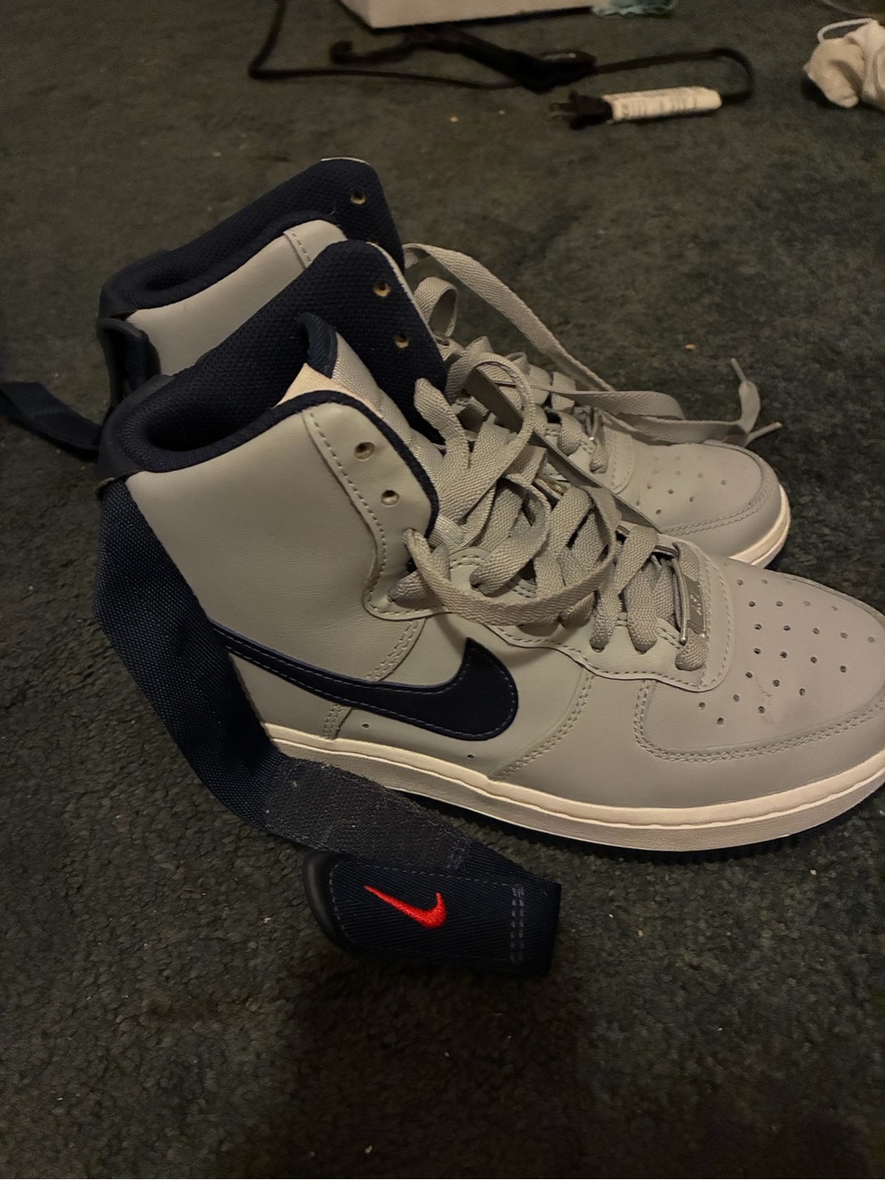 Nike Women's Gray and Navy High-Top Sneakers